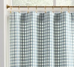 Open Box: Blaine Check Café Light Filtering Curtain (34"W x 40"L) - Light Blue