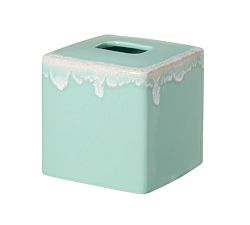 Open Box: Casafina Taormina Stoneware Boutique Tissue Box Cover - Aqua