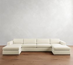 Carmel Wide Arm Wood Base Double Chaise Sectional (144"&ndash;176")