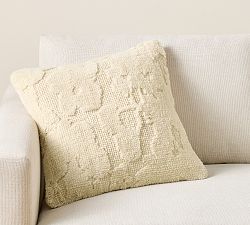 Open Box: Floral Wool Pillow Cover (20") - Ivory