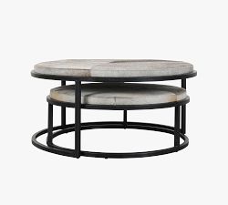 Veka Round Hair on Hide Nesting Coffee Tables (34"-41")