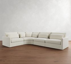 Westwood Slim Arm Deep Seat Slipcovered 4-Piece Curved Wedge Sectional (148")