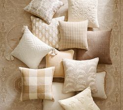 Fern Embroidered Tassel Pillow Cover