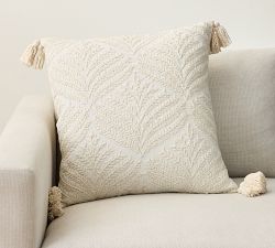 Fern Embroidered Tassel Pillow Cover