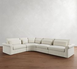 Westwood Roll Arm Deep Seat Slipcovered 4-Piece Curved Wedge Sectional (158")