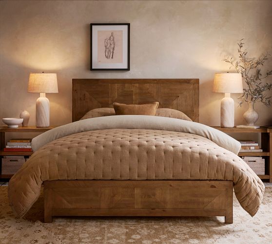 Reclaimed Parquet Bed | Pottery Barn