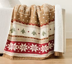 Gingerbread House Fair Isle Jacquard Throw