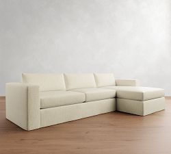 Carmel Wide Arm Slipcovered Chaise Sectional (113"&ndash;135")