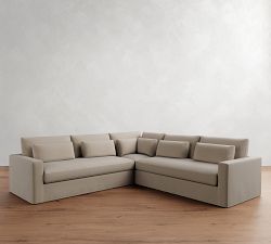 Westwood Square Arm Deep Seat Slipcovered 3-Piece L-Shaped Sectional (122")