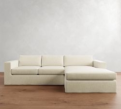 Carmel Wide Arm Slipcovered Chaise Sectional (113"&ndash;135")