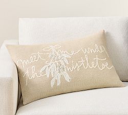 Open Box: Meet Me Under the Mistletoe Lumbar Pillow Cover (16"H x 26"W) - Flax /Ivory