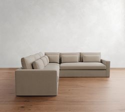 Westwood Square Arm Deep Seat Slipcovered 3-Piece L-Shaped Sectional (122")