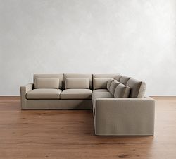 Westwood Square Arm Deep Seat Slipcovered 3-Piece L-Shaped Sectional (122")
