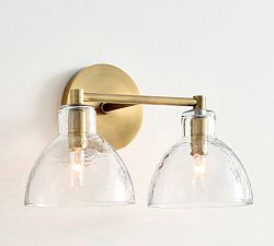 Open Box: Bridget Recycled Glass Double Sconce (14") - Tumbled Brass
