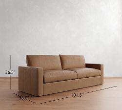 Westwood Square Arm Leather Sofa (65"-125")