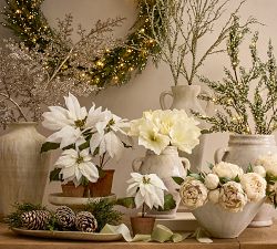 Faux Potted Poinsettias
