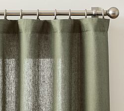 Open Box: Belgian Flax Linen Unlined Curtain, 50"W x 84"L - Cypress