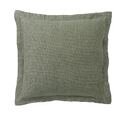 Open Box: European Flax Linen Waffle Shams, Euro, Set of 3 - Loden