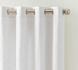 Open Box: Emery Linen Grommet Light Filtering Curtain (50"W x 84"L) - White, Pewter Grommet