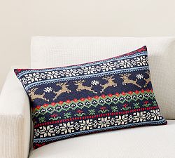 Reindeer Knitted Lumbar Pillow Cover