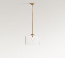 Open Box: Anderson Glass Dome Pendant, Large (15") - Vintage Brass, Clear