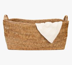 Tava Handwoven Rattan Basket With Hoop Handles