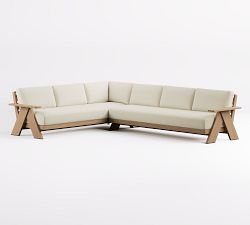 Modern Farmhouse 2-Piece Sofa Outdoor Sectional Set (133")