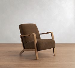 Open Box: Atwood Leather Armchair - Gravel Chocolate, Driftwood