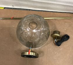 Open Box: Evangeline Glass Leaf Round Pendant (10") - Vintage Brass