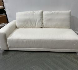 Open Box: Rutherford Square Arm Left Loveseat with Bench Cushion - Performance Everydaylinen™ Ivory