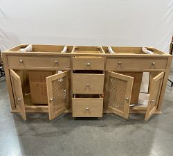 Open Box: Sausalito Double Sink Vanity (70") - Carrara Marble Top, Seadrift Base, Satin Nickel Knobs