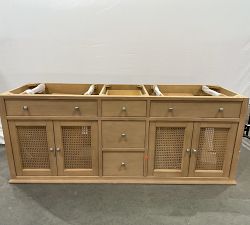 Open Box: Sausalito Double Sink Vanity (70") - Carrara Marble Top, Seadrift Base, Satin Nickel Knobs