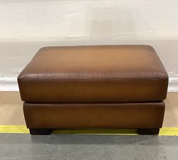 Open Box: Turner Leather Grand Ottoman without Nailheads (35") - Burnished Bourbon, Dark Walnut