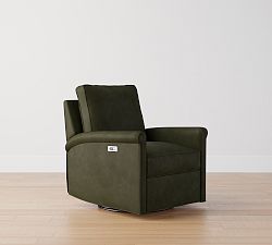 Open Box: Tyler Roll Arm Leather Power Swivel Glider Recliner - Vintage Hunter, Espresso