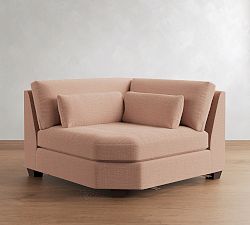 Open Box: York Upholstered Deep Seat Wedge - Performance Slub Weave Blush, Espresso Feet
