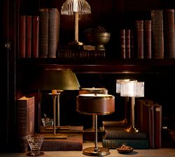 Redford Caramel Leather Task Table Lamp (13")