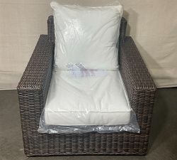 Open Box: Torrey Wicker Square Arm Swivel Lounge Chair with Cushion - Natural, Espresso