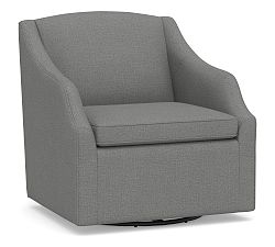 Open Box: SoMa Emma Upholstered Swivel Armchair - Brushed Crossweave Charcoal