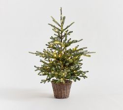 Faux Lit Blue Spruce Tree