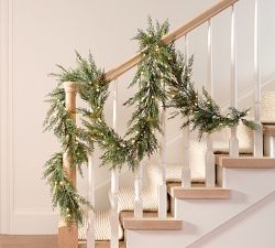 Faux Lit Cedar Berry Pine Wreath &amp; Garland