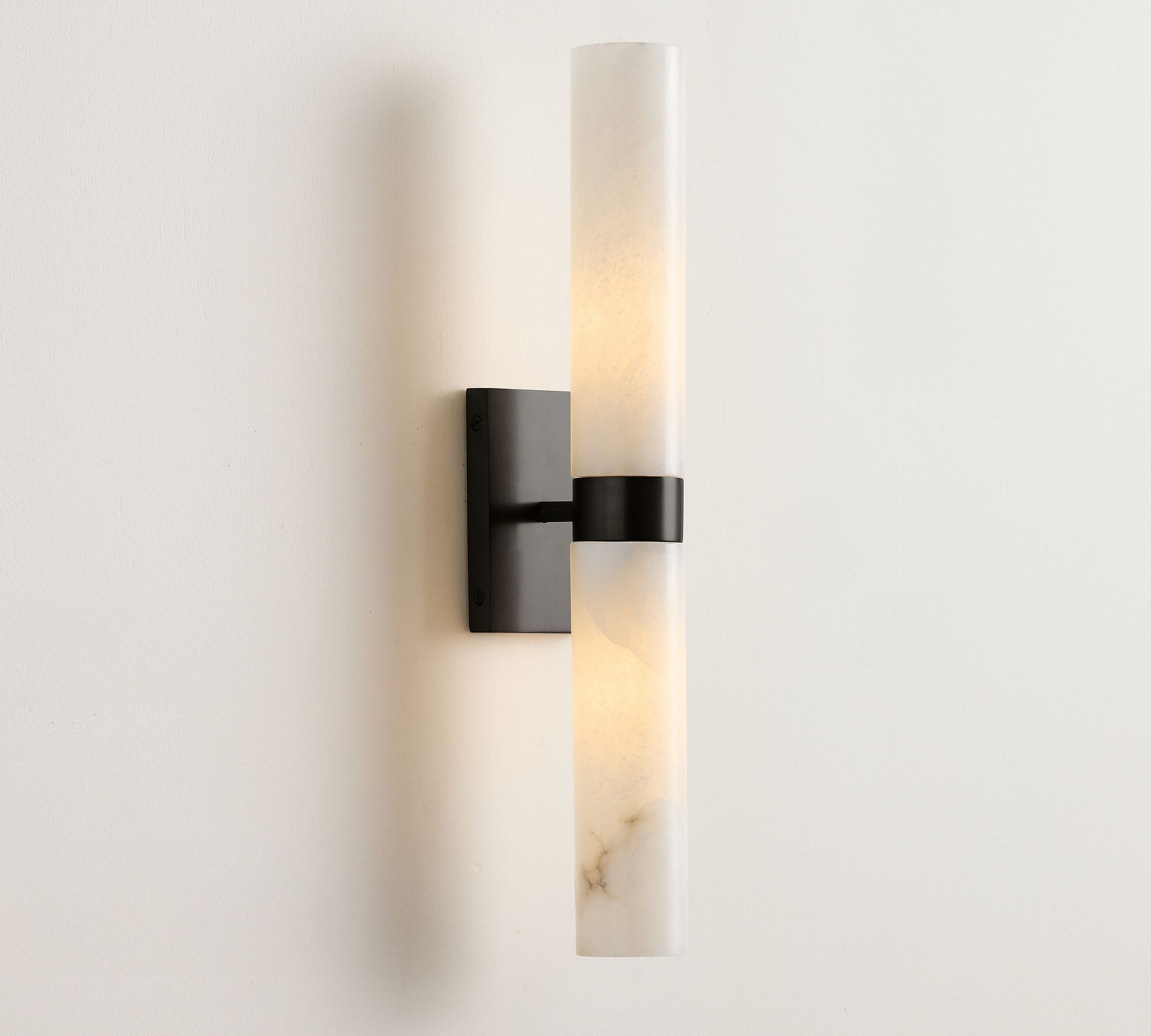 Open Box: Frances Alabaster Double Tube Sconce (22") - Matte Black by Pottery Barn