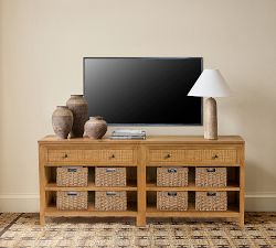 Channing Cane Storage Shelf Console (72")