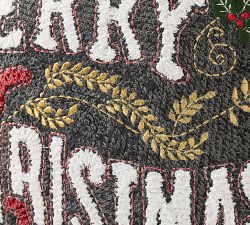 Merry Christmas Embroidered Pillow Cover