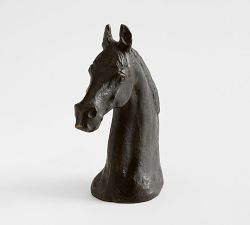 Antique Bronze Horse Head Object