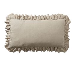 Open Box: Belgian Flax Linen Fringe Ruffle Sham, King, Set of 2 - Dark Flax