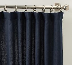 Open Box: Belgian Flax Linen Light Filtering Curtain, 50"W x 108"L - Midnight