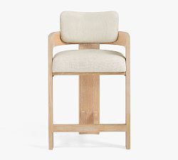Open Box: Modern Farmhouse Counter Height Stool (26") - Performance Boucle Oatmeal, Fog