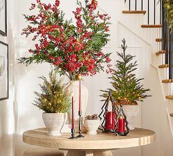 Faux Lit Burlap Potted Pine Tree