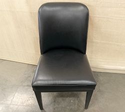Open Box: Layton Grand Leather Dining Chair - Vintage Midnight, Blackened Oak Legs
