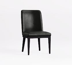 Open Box: Layton Grand Leather Dining Chair - Vintage Midnight, Blackened Oak Legs